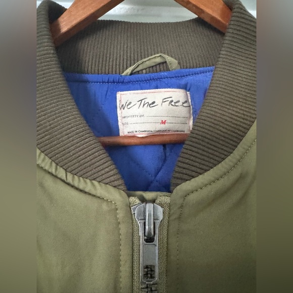 NWT Free People We The Free Becca Bomber Jacket w/ Quilted Cobalt Lining - Picture 13 of 14